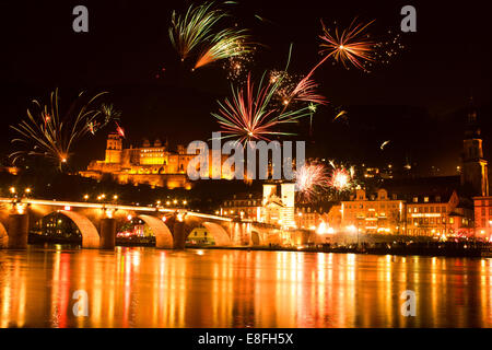 Germany, Heidelberg, New Year's Eve celebration Stock Photo