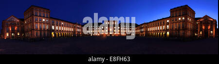 University building at night, Mannheim, Baden-Wurttemberg, Germany Stock Photo