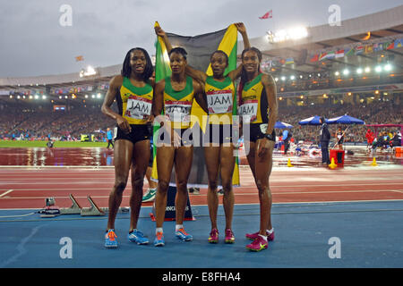 Christine Day, Novlene Williams-Mills, Anastasia Le-Roy and Stephanie McPherson (all JAM).Jamaica Gold Medal. - Women's 4 x 400m Stock Photo