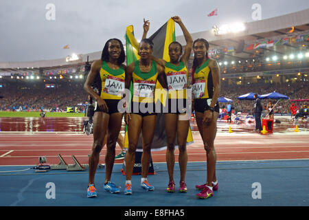 Christine Day, Novlene Williams-Mills, Anastasia Le-Roy and Stephanie McPherson (all JAM).Jamaica Gold Medal. - Women's 4 x 400m Stock Photo