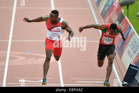 Harry Aikines-Aryeetey (ENG) in the mens 100m semi-final. Athletics - Hampden Park - Glasgow - UK - 28/07/2014 - Commonwealth Ga Stock Photo