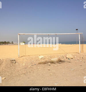 Football pitch on a beach, Muscat, Oman Stock Photo
