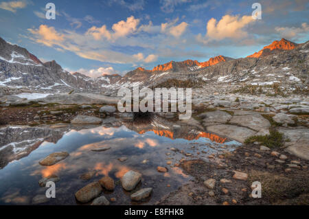 USA, California, Sequoia National Park, Sunset over Nine Lake basin Stock Photo