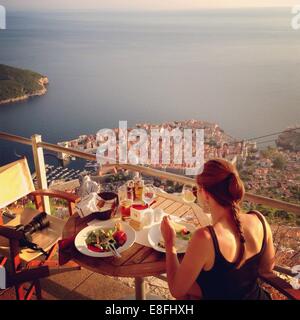 Croatia, Dubrovnik, Dinner at balcony Stock Photo