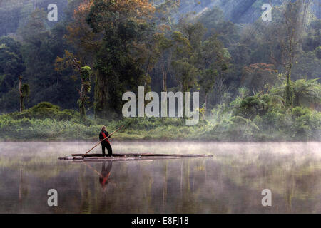 Indonesia, West Java, Karawang, Situ Gunung, Fishermen Stock Photo