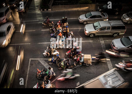 Thailand, Bangkok, High angle view of traffic jam Stock Photo