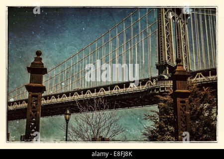 Close-up of Manhattan Bridge, Manhattan, New York, USA Stock Photo