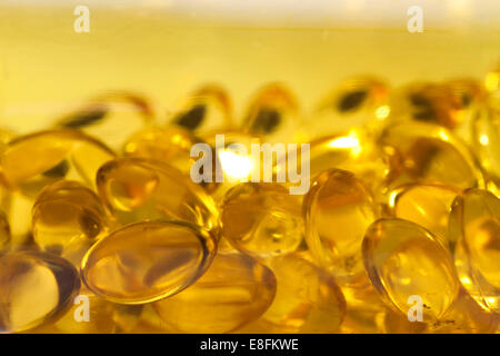 Cod liver oil capsules Stock Photo