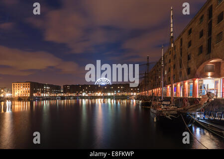 United Kingdom, Liverpool, Albert Dock at night Stock Photo