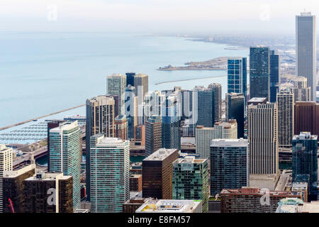 Chicago, Illinois, United States of America Chicago Skyline Southward Along Lake Michigan Stock Photo