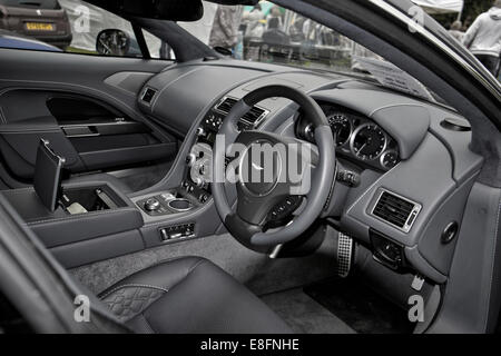 Aston Martin Rapide S. Interior view of a 2014 Aston Martin Rapide S supercar. England UK Stock Photo