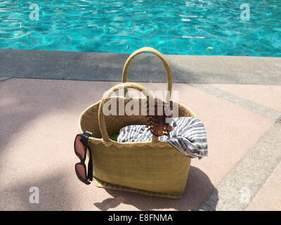 Summer bag by swimming pool