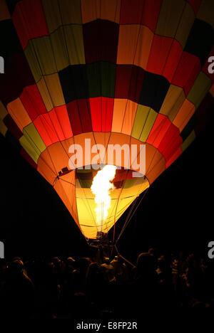 USA, Utah, Eden, Hot Air Balloon taking off during Ogden Valley Balloon Festival Stock Photo