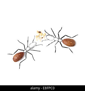 Two Conceptual spiders feeding Stock Photo