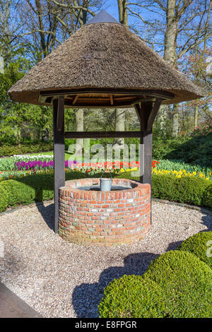 New waterwell with bucket in park Stock Photo