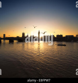 United Kingdom, London, Palace of Westminster at sunset