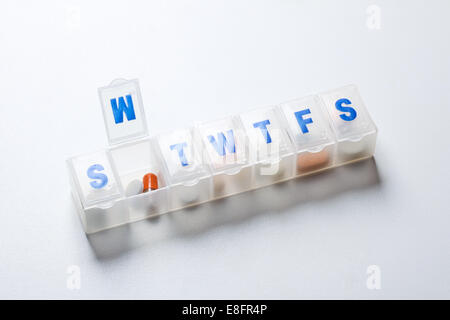 Weekly pill box Stock Photo