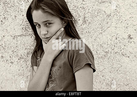 Portrait of moody teenage girl Stock Photo