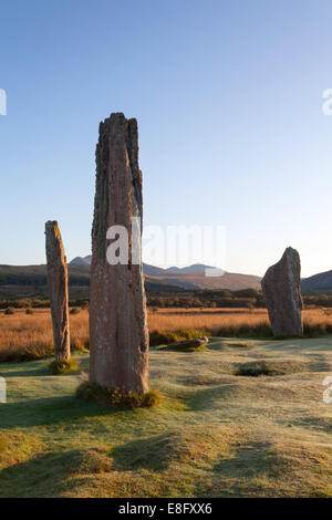 Machrie Moor standing stones at dawn Isle of Arran, Scotland Stock Photo