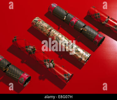 Close-up of Christmas crackers Stock Photo