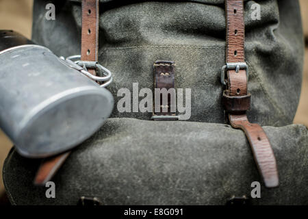 canvas and Leather swiss army mountain pack rucksack Stock Photo