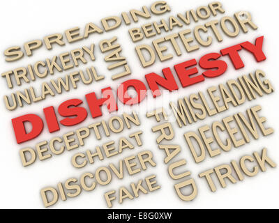 3d imagen Dishonesty concept word cloud background Stock Photo