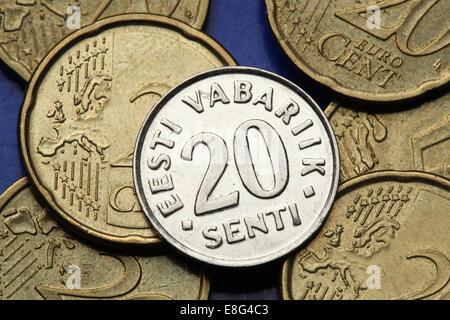 Coins of Estonia. Old Estonian 20 senti coin. Stock Photo
