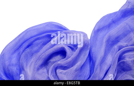 Blue viscose fabric with drapery isolated on white Stock Photo