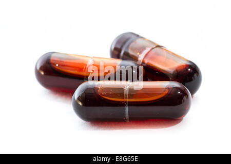 close up of krill oil capsules isolated on a white background