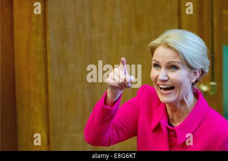 Copenhagen, Denmark. 7th Oct, 2014. Danish Prime Minister Helle Thorning-Schmidt attends the opening of the parliament in Copenhagen, Denmark, 7 October 2014. Photo: Patrick van Katwijk/NETHERLANDS AND FRANCE OUT NO WIRE SERVICE/dpa/Alamy Live News Stock Photo