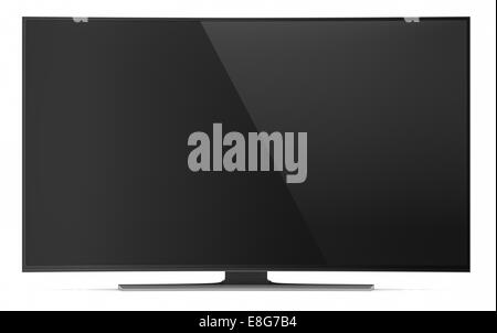UHD Smart Tv with Curved Screen on White Background Stock Photo