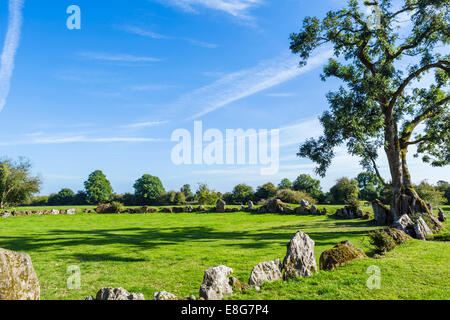 The Grange Stone Circle, Lough Gur, County Limerick, Republic of Ireland - the largest standing stone circle in Ireland Stock Photo