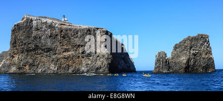 Kayaks off Anacapa Island in Channel Islands National Park Stock Photo