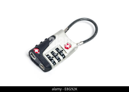 TSA-approved luggage combination lock. Stock Photo