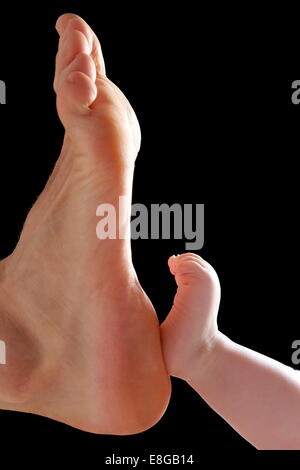 Foot, baby, daddy, feet, child, child's foot, Stock Photo