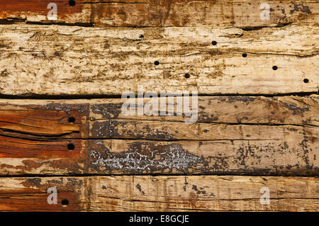 Wood texture, old oak railway sleepers Stock Photo