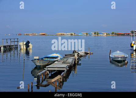 Small fishing port in Tourlida, lagoon of Messolonghi, Aitoloakarnania, Greece. Stock Photo