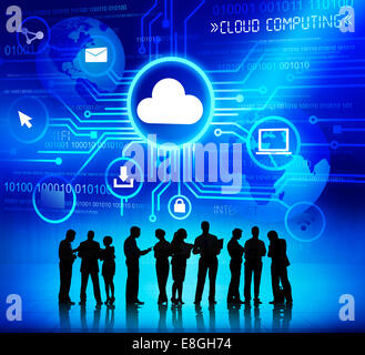 Group of Business People Discussing About Cloud Computing Stock Photo