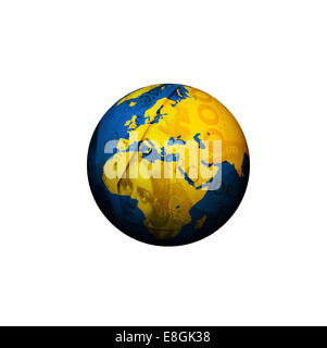 Digitally generated image of money globe Stock Photo