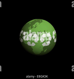 Green planet Earth with recycling symbol. Concept Stock Photo - Alamy