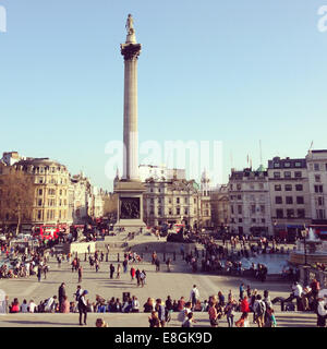 United Kingdom, London, Column on Trafalgar Square Stock Photo