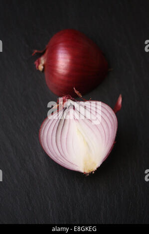 Studio shot of halved Red Onion Stock Photo