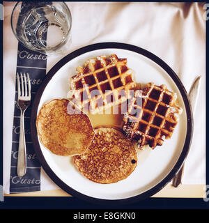 Rome, Italy Brunch In Rome With Pancakes And Waffles Stock Photo