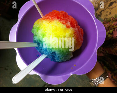 A bowl of rainbow shaved ice Stock Photo