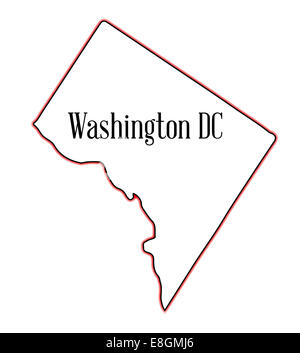 Outline map of the state of Washington DC over a white background Stock Photo