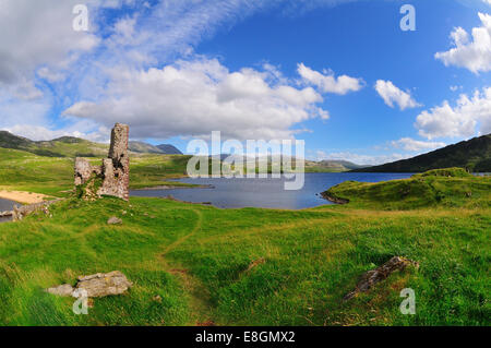 The ruins of Ardvreck Castle, Loch Assynt, Sutherland, Highland, Scotland, United Kingdom