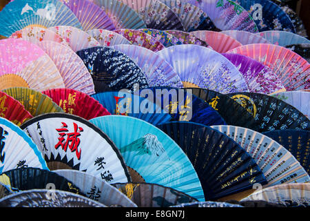 Colourful hand fans for sale, Kyoto, Japan Stock Photo