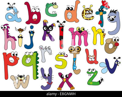 fun and comical alphabet in lowercase letters Stock Photo
