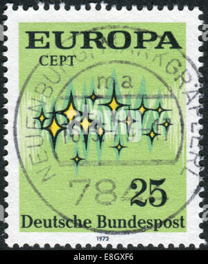 GERMANY - CIRCA 1972: Postage stamp printed in Germany, shows the abstract symbols and the word 'Europe', circa 1972 Stock Photo