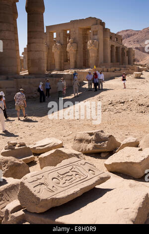 Egypt, Luxor, tourists in Ramesseum, Mortuary Temple of Ramses II Stock Photo